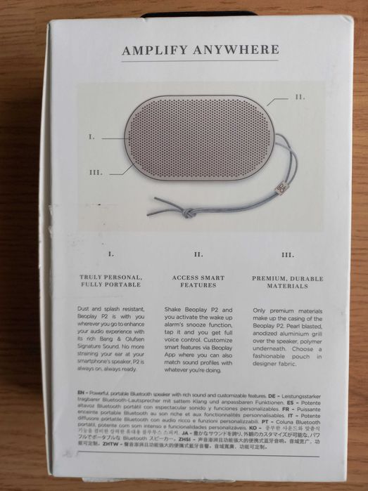 Bluetooth колонка Bang & Olufsen Beoplay P2 (Sand Stone) – Неизползвана / Луксозна / Пълен комплект