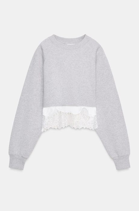 Къс суитшърт с дантела Zara