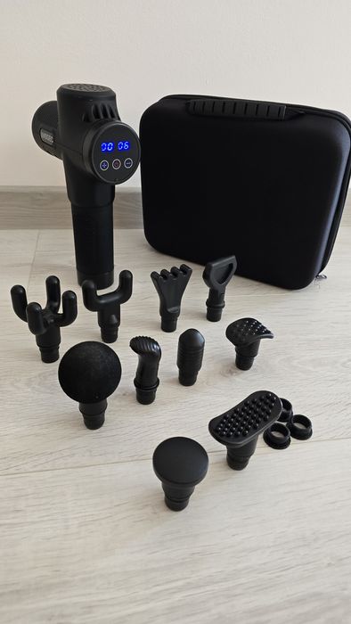 Pistol de masaj ANSGEC- 30 viteze, 10 capete, geanta originala