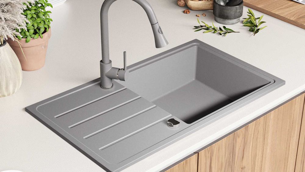 Кухненска Мивка от Гранит модел Копенхаген 900 x 500 Supreme - Сив