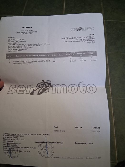 Atv aproape nou TEDDY 125CMC Culoare  Albastru