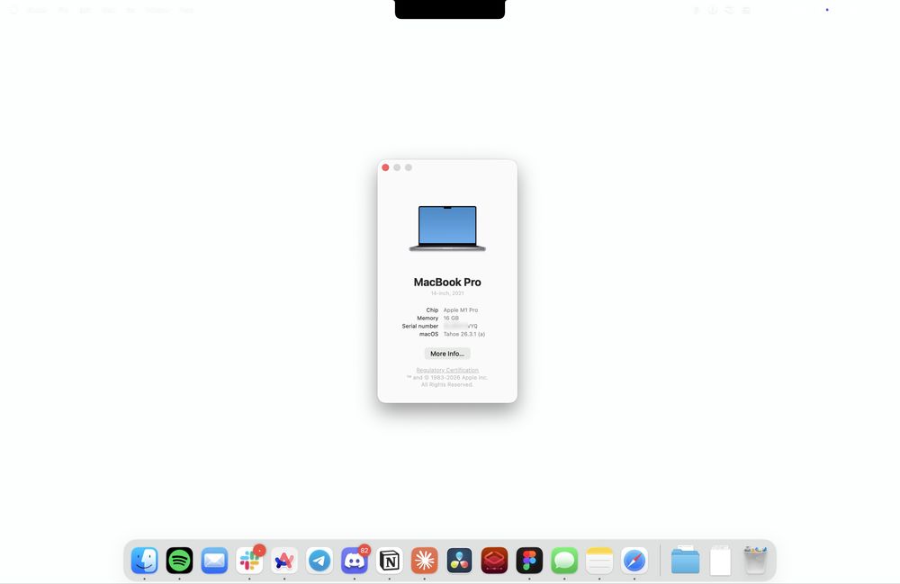 MacBook Pro M1 Pro 2021 | 14 Inch | 16/512GB | 83%