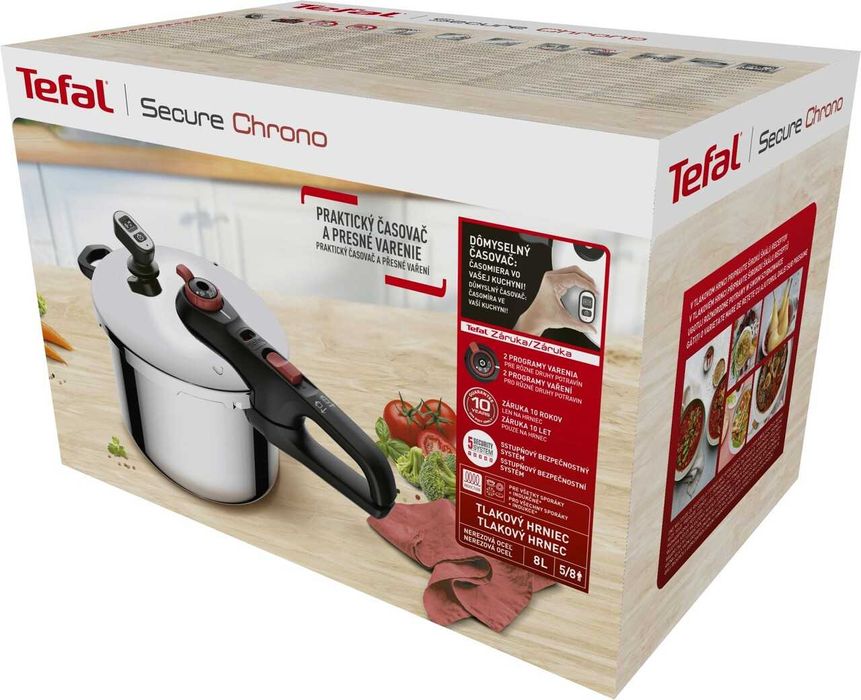 Oala sub presiune TEFAL Secure Chrono P2594401, 8l, inductie, NOU