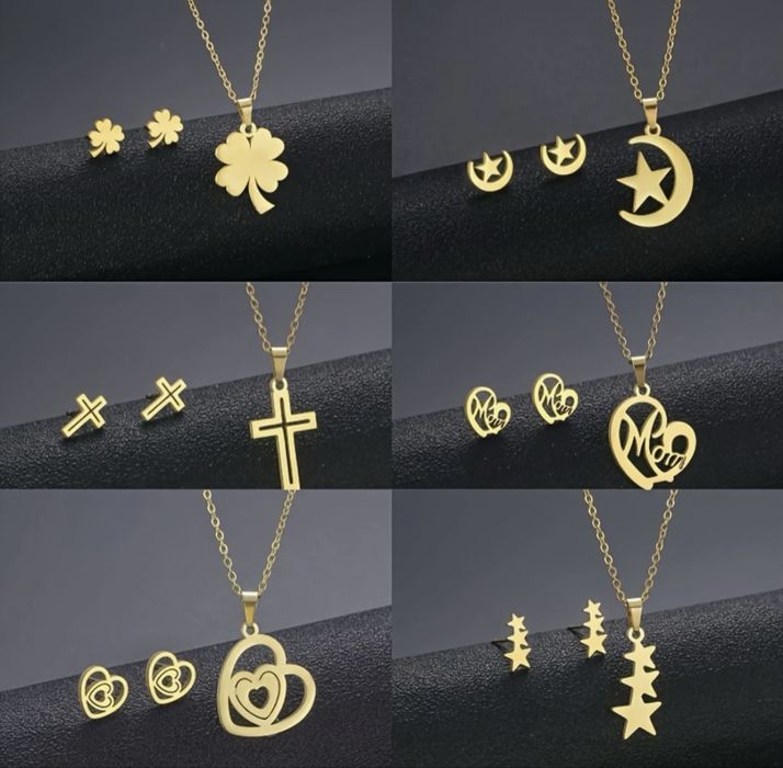 Различни комплекти ( колие и обеци ) с 18к златно покритие