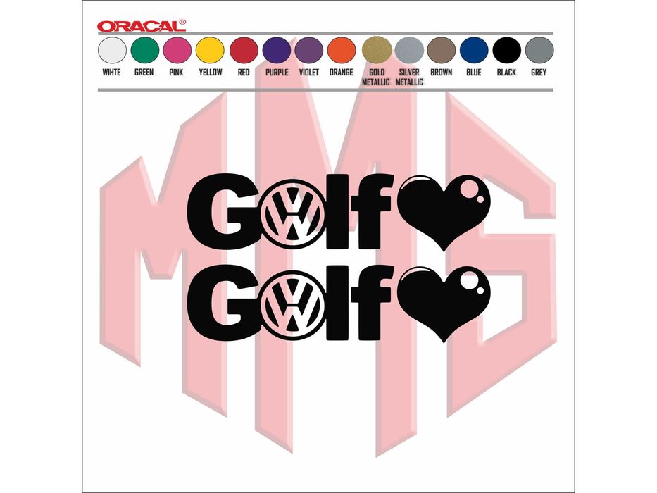 Стикер I love VW Golf / Обичам Моя Голф