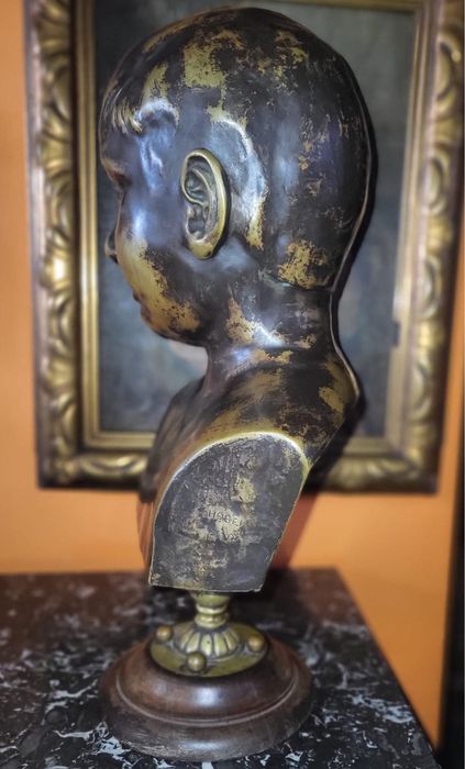 Bust Copil Bronz semnat