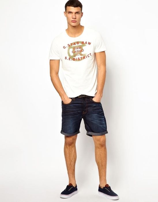 Мъжки дънки : G- Star RAW Denim Shorts 3301 Straight Fit Dark Aged