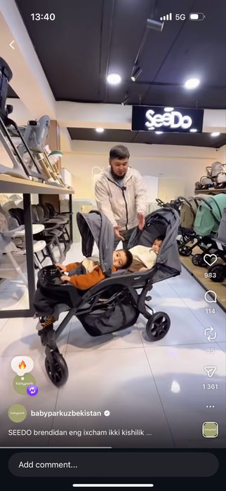 Egizak yoki ketma ket tug’ilgan bolasi borlar uchun ideal kolyaska