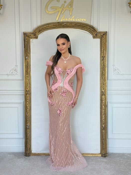Rochie de nașă roz mărimea S