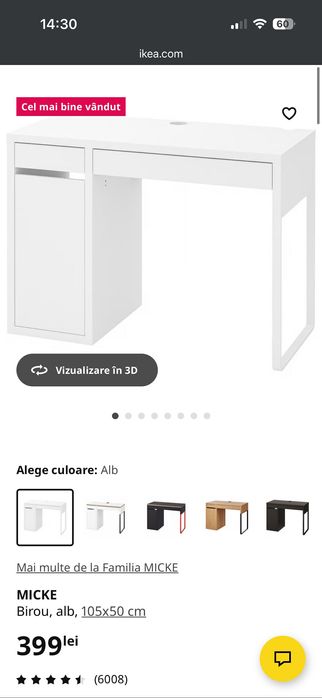 Birou alb Ikea, stare perfecta