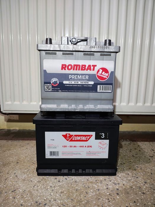 Baterii auto benzina Contact 50Ah, Rombat premier 55Ah.