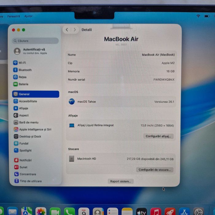 Laptop Apple MacBook Air 13" M2 16GB, 256GB ZEUS Amanet Militari 33738