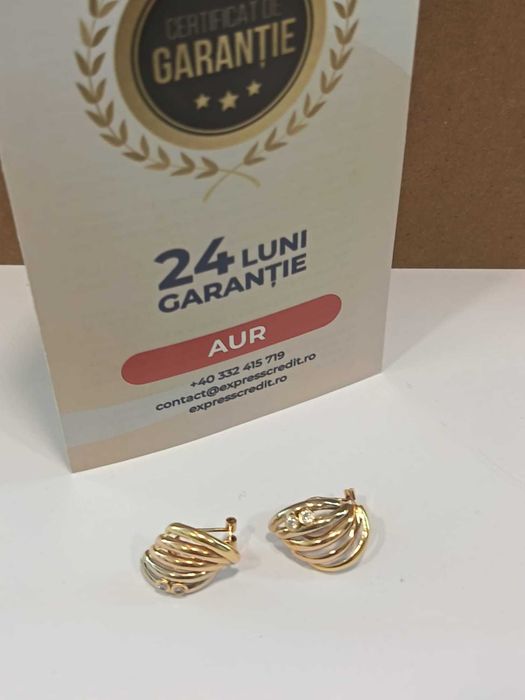 (AG41) Cercei aur, 18k b8177 Certificat de garantie
