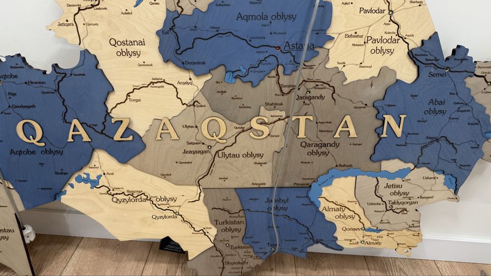 3Д карта казахстана из дерева