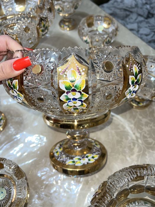 Чешская Богема, хрусталь с золотом, ручная работа, набор из 14 шт.