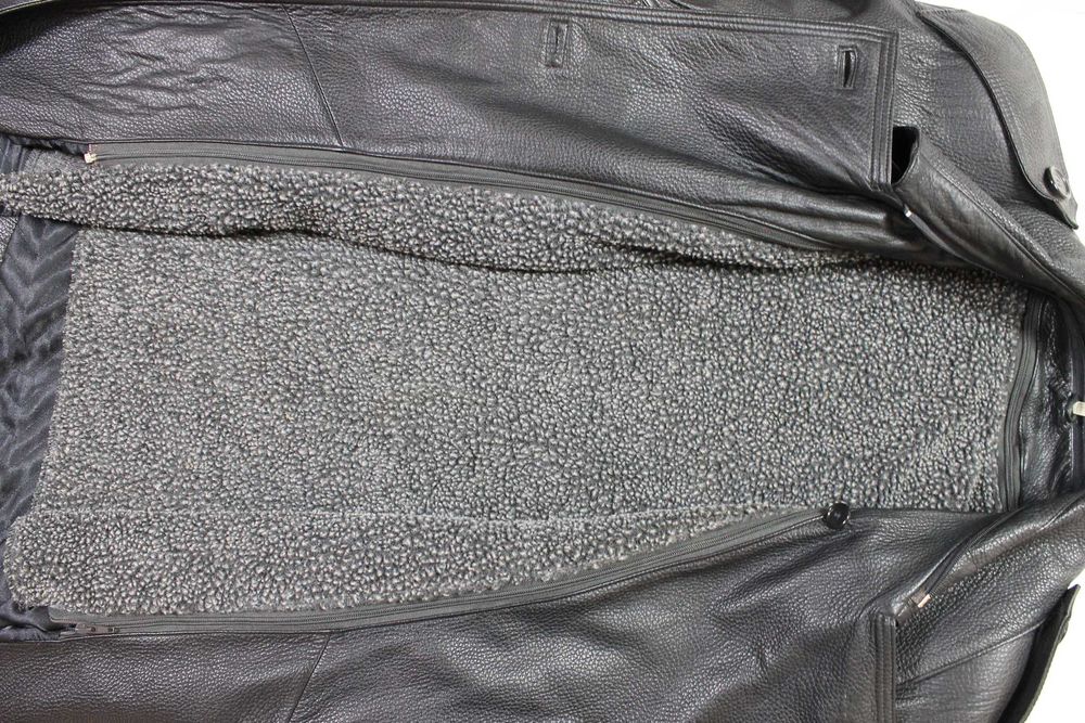 Кожаный плащ с съемным мехом