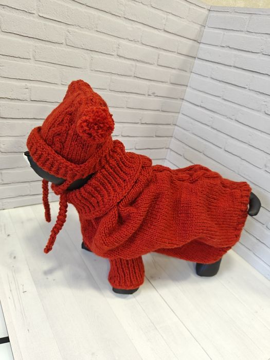 Комплект свитер+шапка для собак