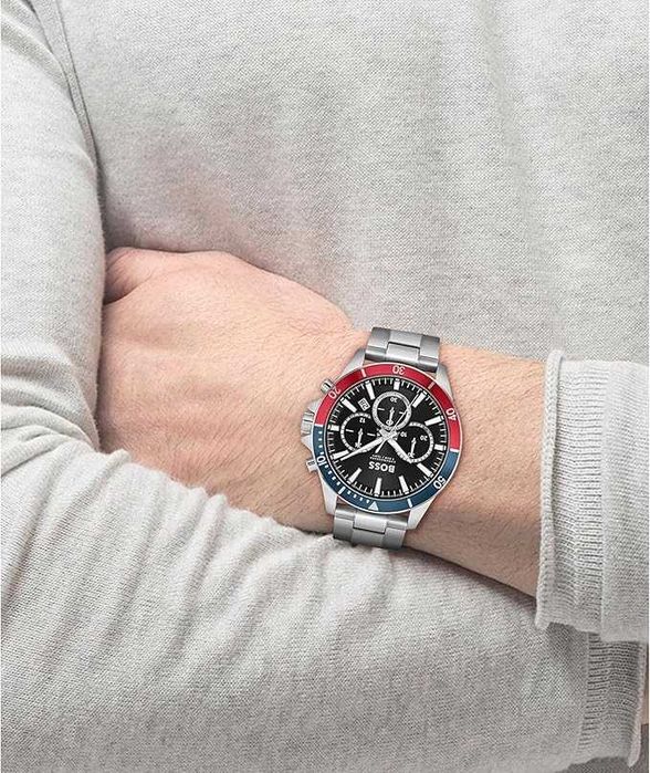 ПРОМО Нов 2г Гаранция Мъжки Часовник Hugo Boss 1514108 Troper, Сребрист Цвят