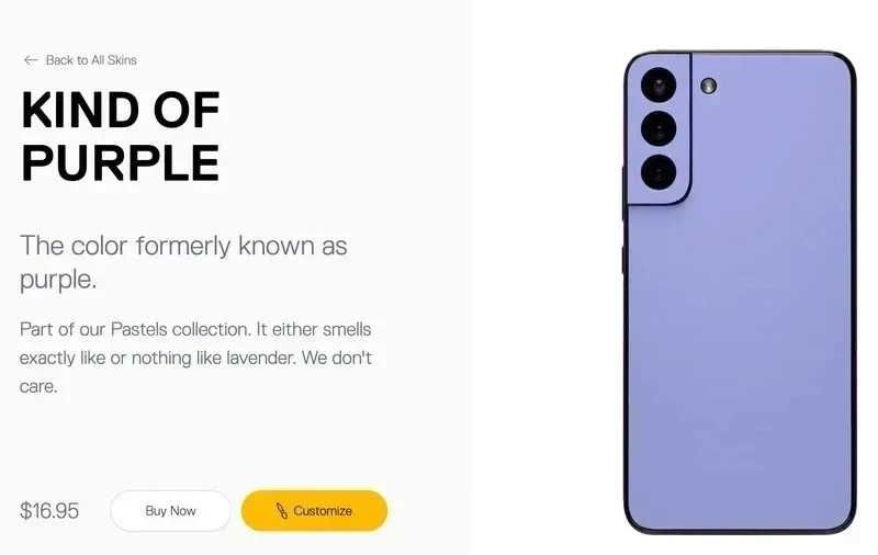 Folie skin dbrand pentru Samsung Galaxy S22 – culoare Lilac, originală