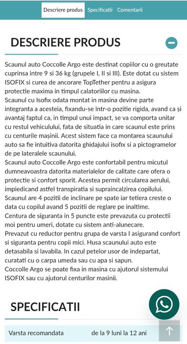 Scaun Auto cu isofix copii