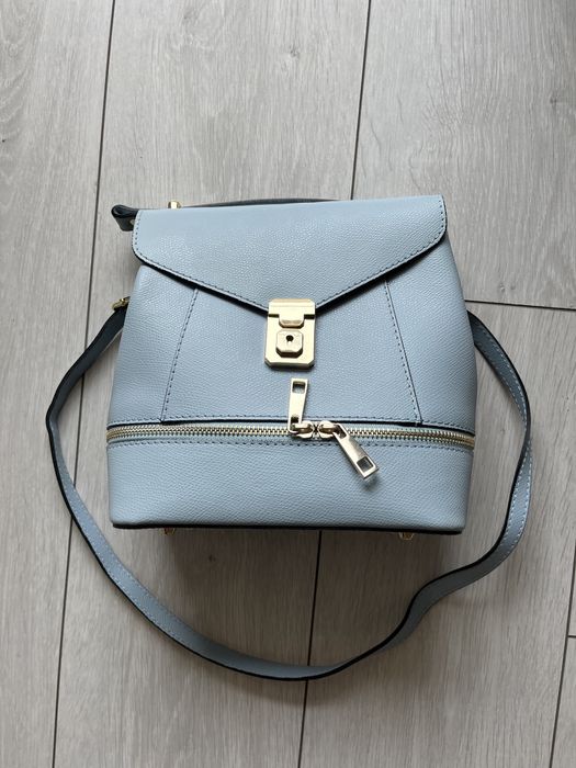 Geanta piele naturala baby blue