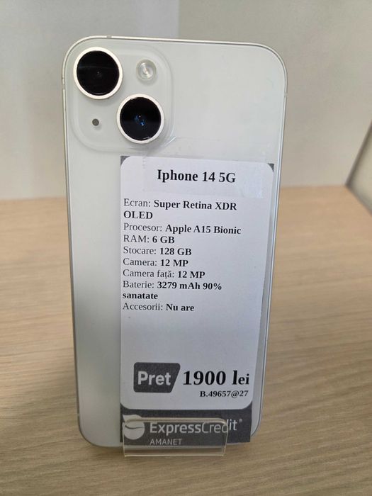 Iphone 14 5G 128GB 90% Bat (ECA27 b.49657)-Garantie 2 ani!