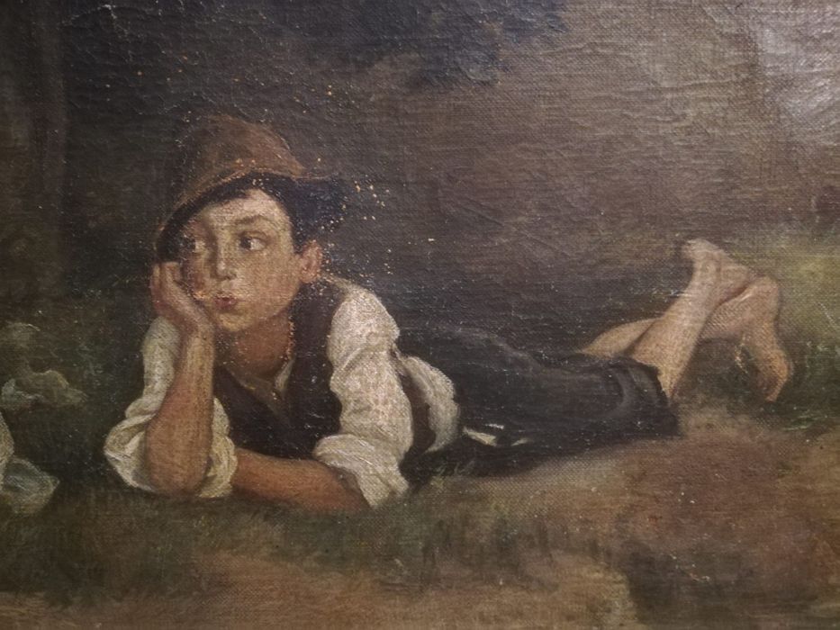 Tablou, foarte, vechi, pictat, panza