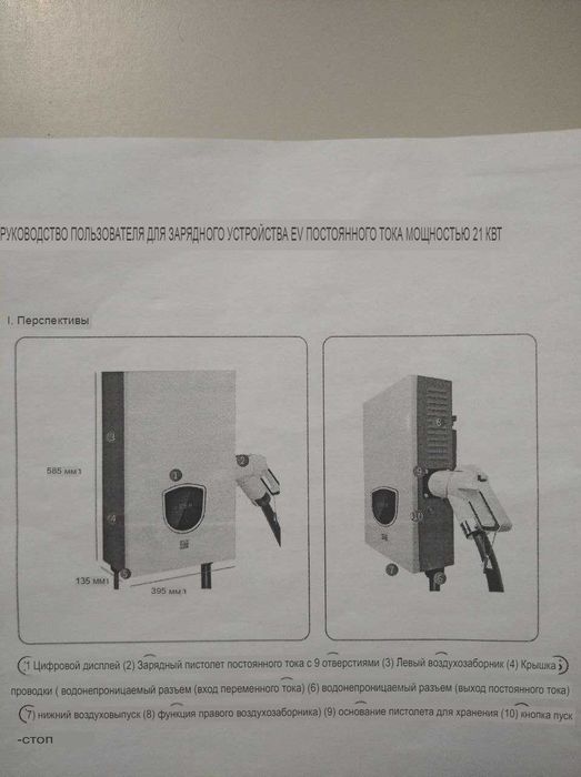 Зарядная станция для электромобилей Wallbox DC 21KW GBT PLUG 380V