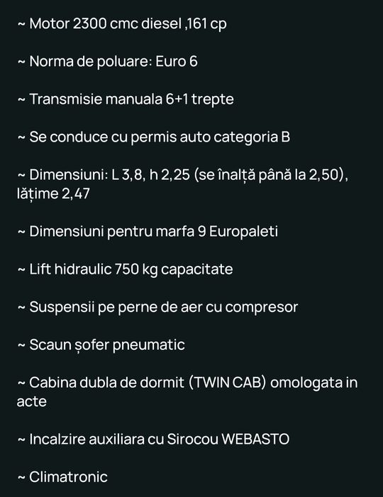 Renault Master 3,5t  cu lift și cabina de dormit dubla,motor  nou 0km