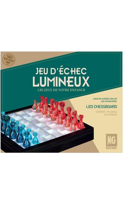 Set joc de sah iluminat LED, Piese incluse
