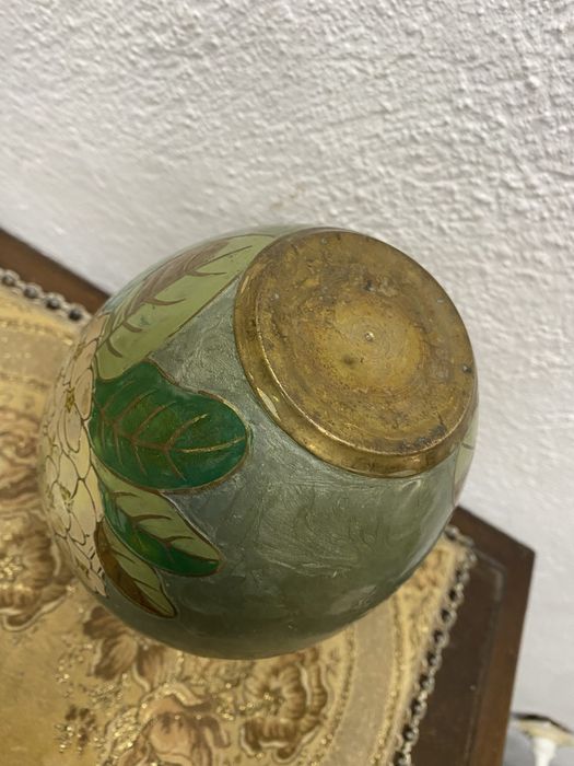 Японска месингова ваза Japan 1920 1940 ръчно рисувана