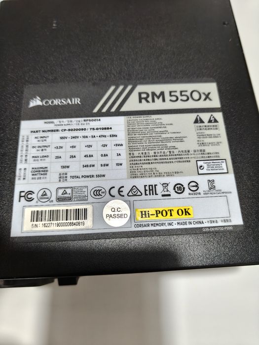 Sursa modulara Corsair RM550x, 550W, 80 PLUS Gold, ATX 2.31,