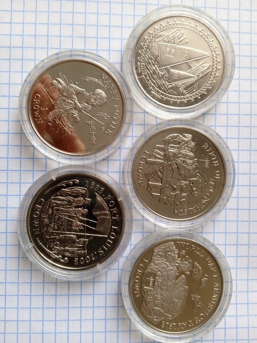 Монеты никель Остров Мэн, Фалькленд, Англия