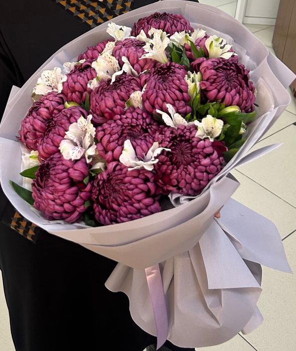 Букет цветов, хризантемы 15шт