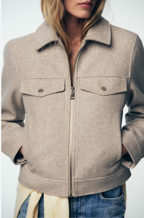Палто с косъм  кожено и двулицево яке    Zara