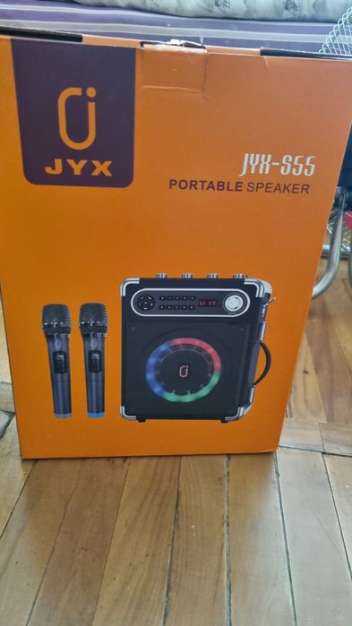Мощная Караоке-система JYX-S55 (Портативная колонка + 2 беспров.микроф