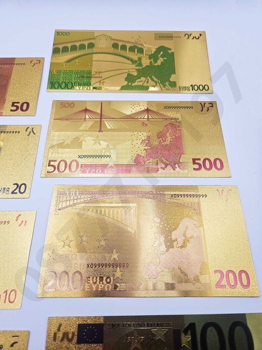 Лот 8бр златни банкноти/златна банкнота + сертификат - ЕВРО EURO