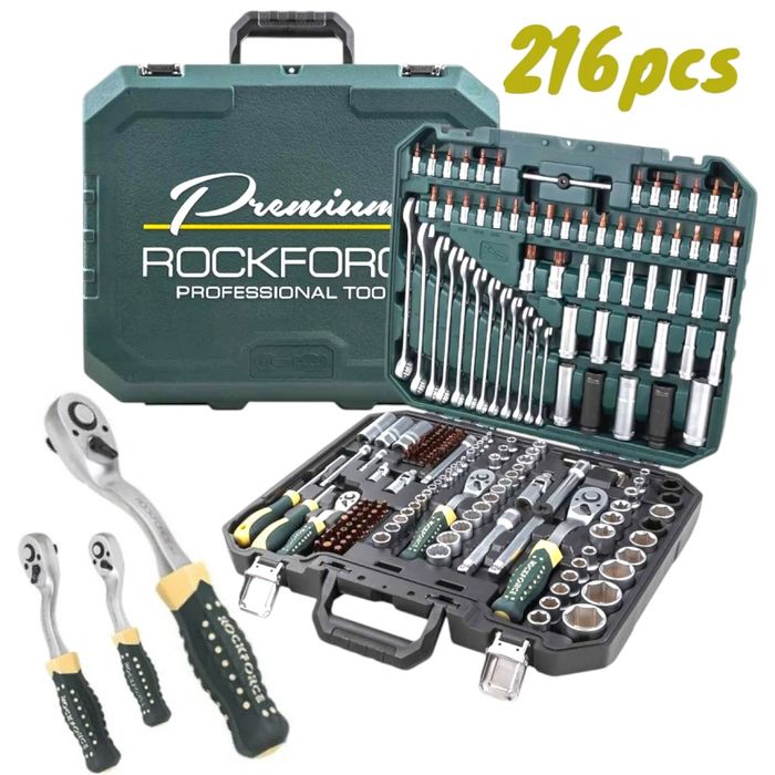 Професионално Гедоре 216 части ROCKFORCE PREMIUM с извити тресчотни кл