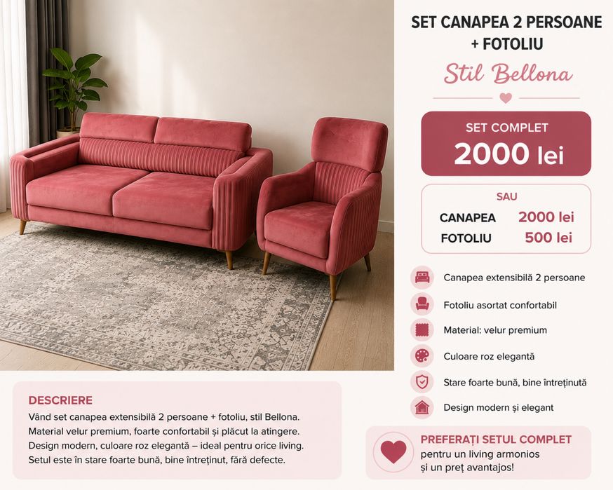 Canapea si fotoliu Bellona