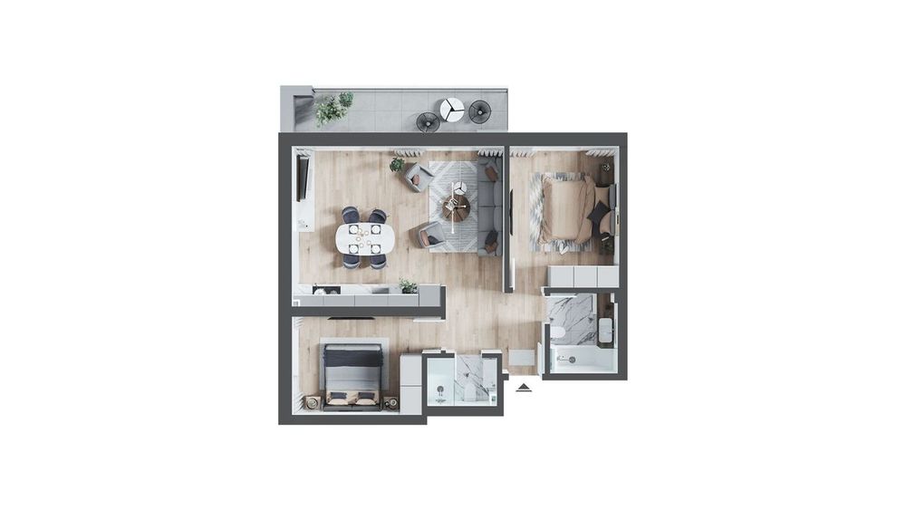 Apartament cu 3 camere și 2 bai - finisat - în Prima Arena Et. 8