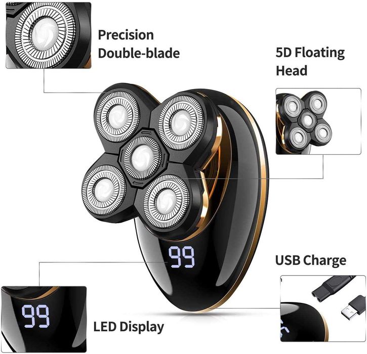 Електрическа самобръсначка VGR V-316, 5 Въртящи се остриета