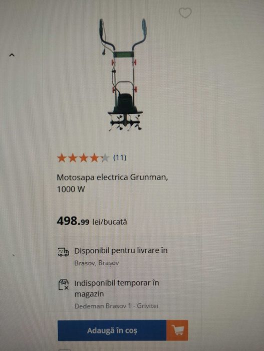 Motosapa electrica Grunman, 1000 W folosita o data !