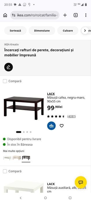 Masuta cafea Ikea Lack ca noua 90x55x45
