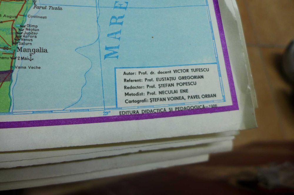 Harta veche a Romaniei (1986) ROMANIA RSR 1m/80cm RSR Scolara Scoala Didactica Hartie Scara 1:800000 Perioada Comunista - Retro Vintage