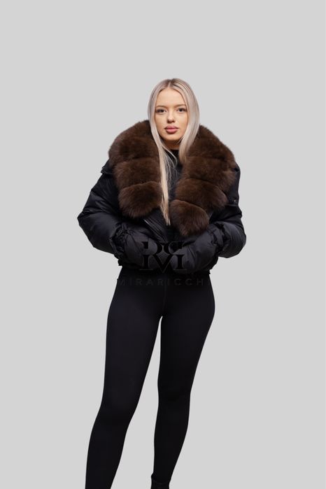 Geaca scurta cu Blana Naturala si manusi