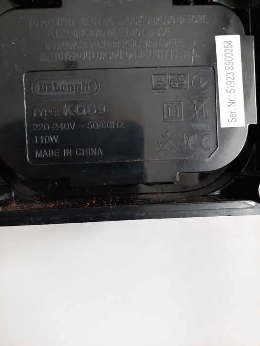 Rasnita de cafea De'Longhi KG 89, 110 W, 120 g, Negru/Inox