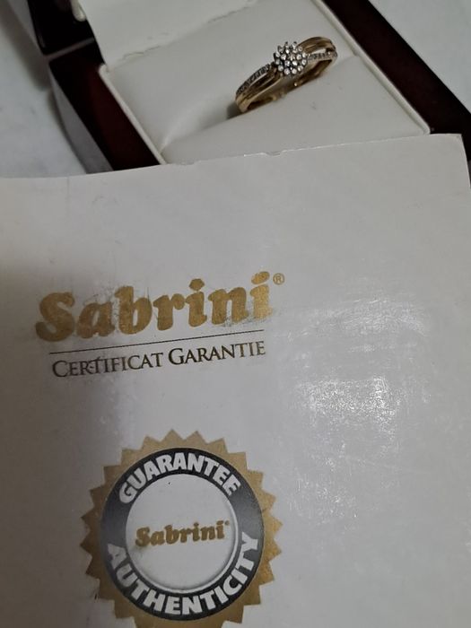 Inel aur 18k cu diamant natural 0,15 cu, certificat Sabrini,2,69gr.