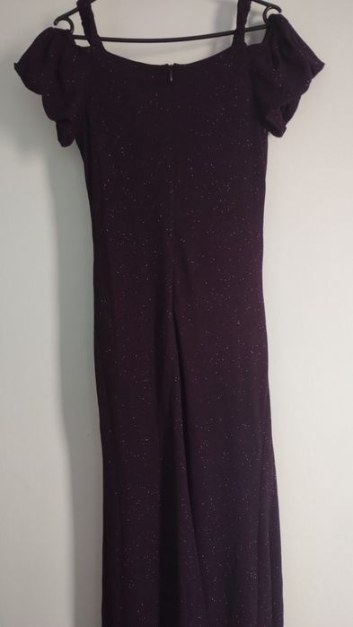 Rochie eleganta lunga cu detaliu argintiu