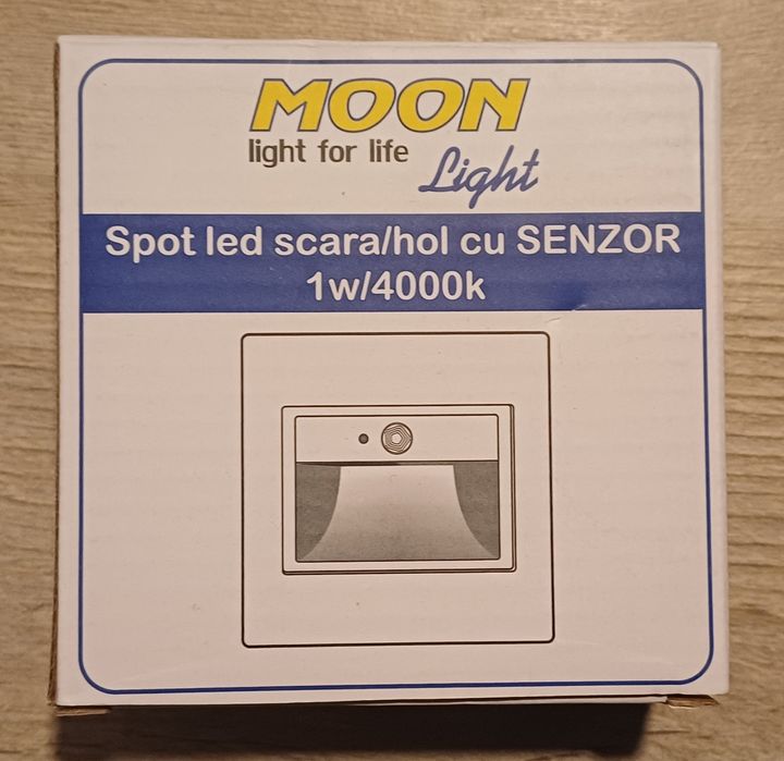 Spot led scara hol cu senzor 1w/4000k Moon alb lot 6 bucati + 3 doze