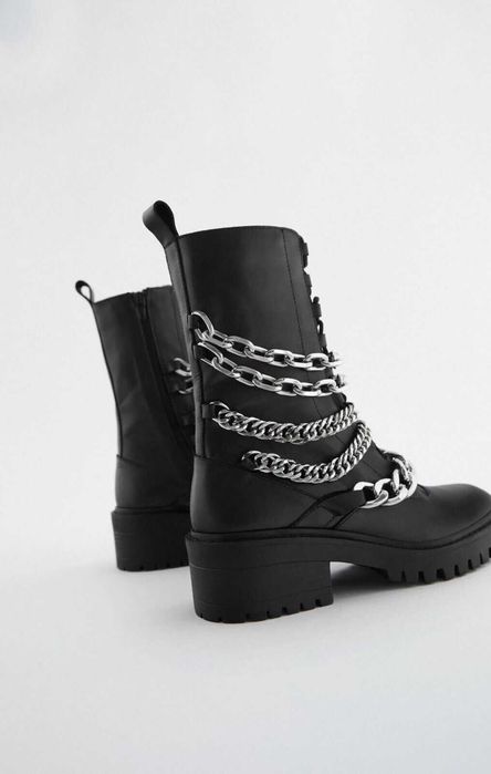 zara bocanci cizme ghete piele lant